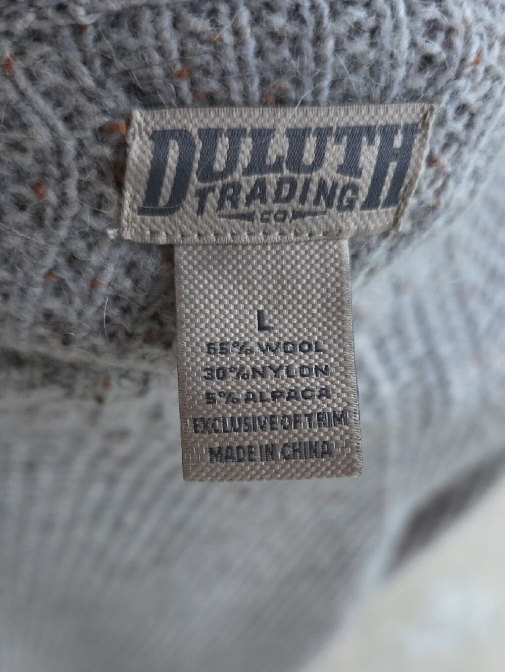 Duluth Trading Co Light Gray Flecked Crewneck Sweater - Picture 4 of 4